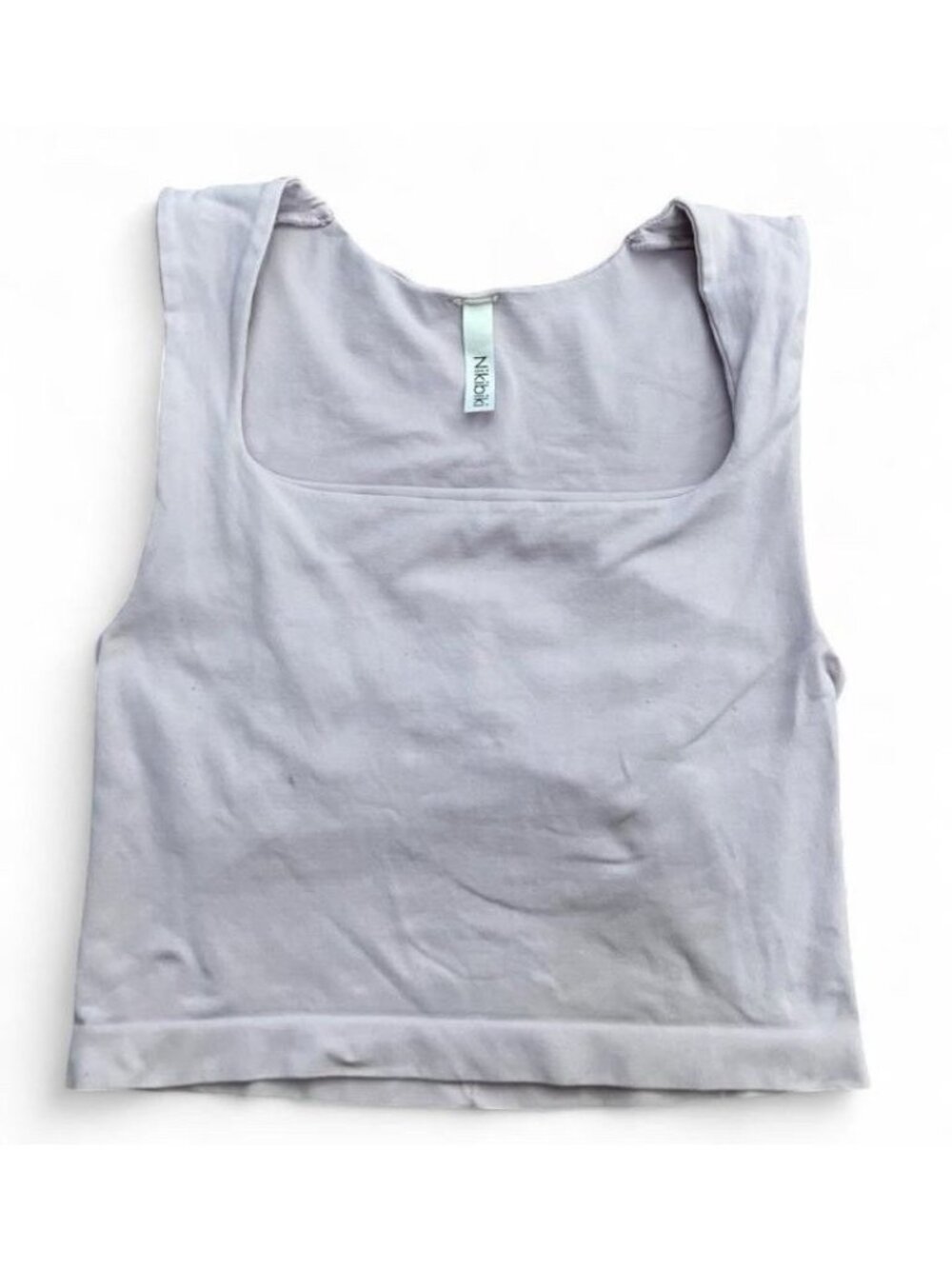 Nikibiki Purple Square Neck Sleeveless Wide Strap Solid Cropped Tank Top One Sz